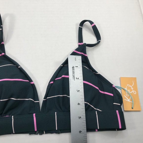 Kona Sol Women's Size Small 4-6 Textured Triangle Bikini Swim Top Indigo New - Picture 10 of 14